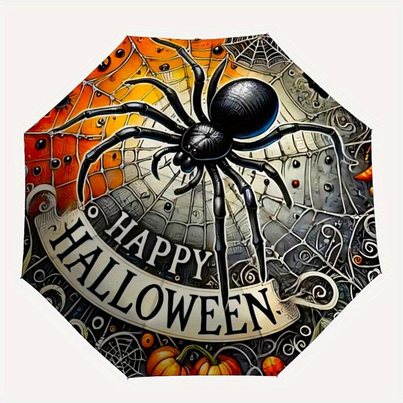 

1pc Halloween Spider Automatic Open/Close, Foldable Compact Umbrella with 8-Rib Shaft, Perfect Gift For Men And Women, Casual Style, Vibrant