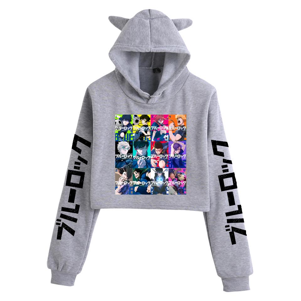 Blue Lock Cat Ear Hoodie for Women - Two-Dimensional Print, Casual, Autumn/Winter