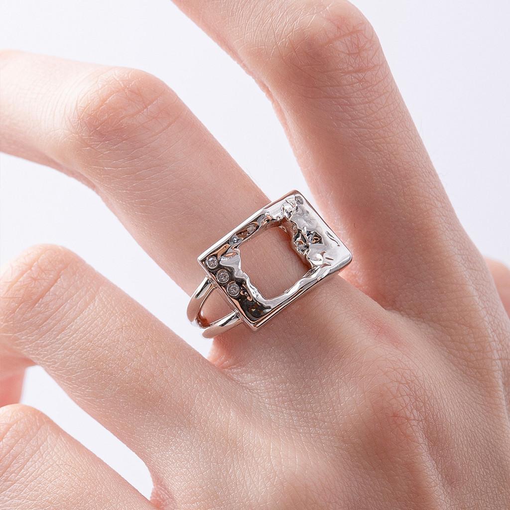 Asymmetrical Copper Elegant Ring For Women Minimalist Style Unique Statement Fashion