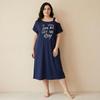 VEZFAA Women's Fashion Summer Spring Short Sleeve Loose Casual Nightgown