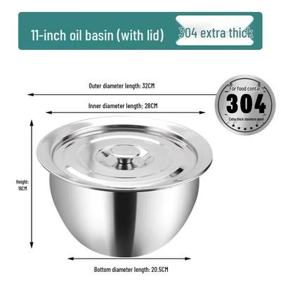JINGRX 304 Stainless Steel Multipurpose Basin with Lid