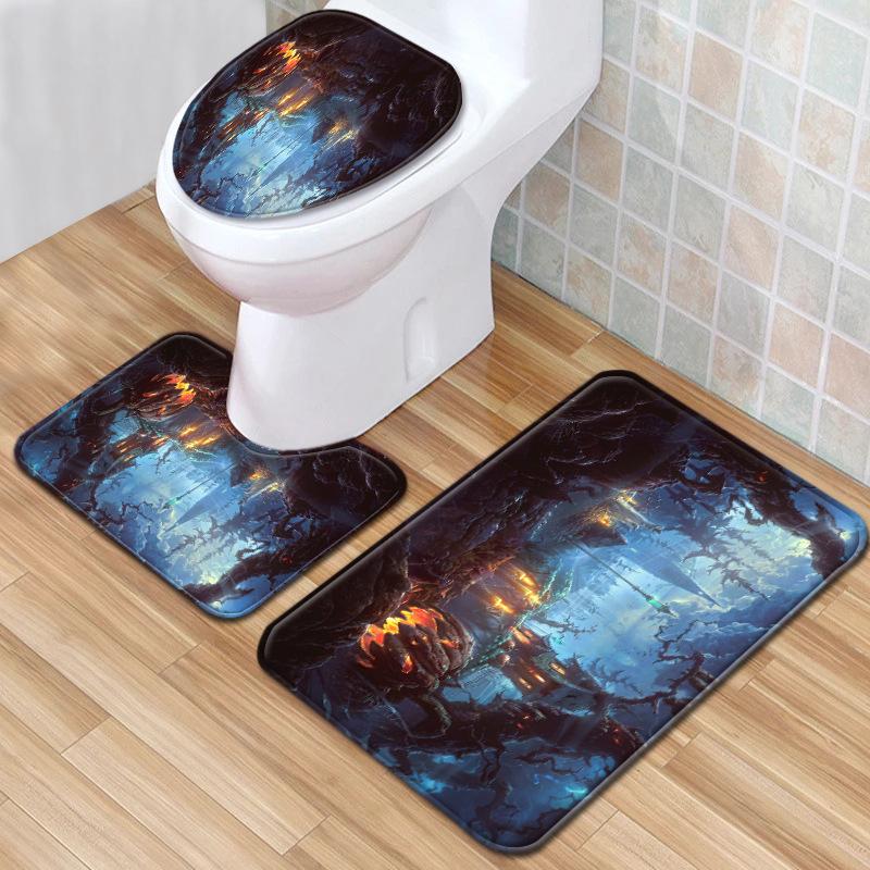 Halloween Bathroom Three-Piece Floor Mat Household Door Mat Bedroom Living Room Carpet