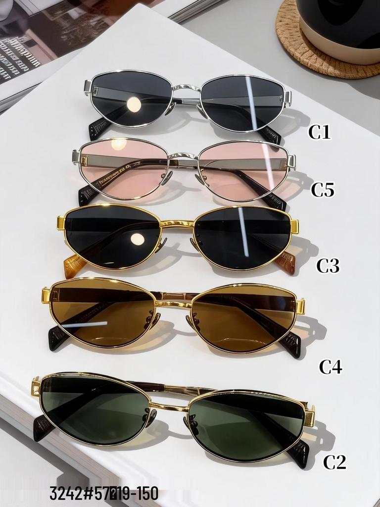 Trendy Retro Oval Metal Frame UV Protection Sunglasses for Women - Dark Green High-End Style