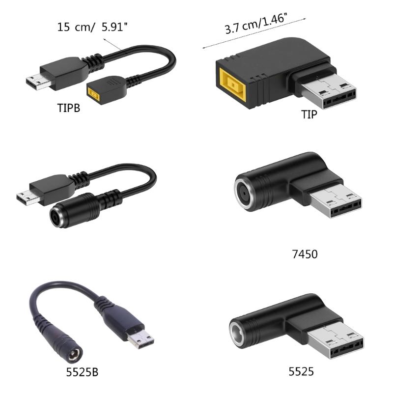 MSI USB Tip To 5.5x2.5mm/7.4x5.0mm/MSI USB Tip DC Barrel Jack Power Cable Connectors DC Power Jack Repalcement