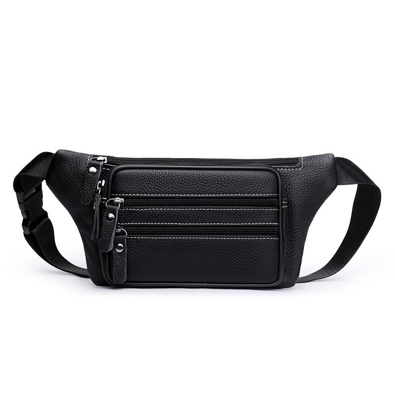 

Crossbody Bag Men s Multi-Layer PU Shoulder Bag Business Chest Bag Commuter Waist Bag чорний