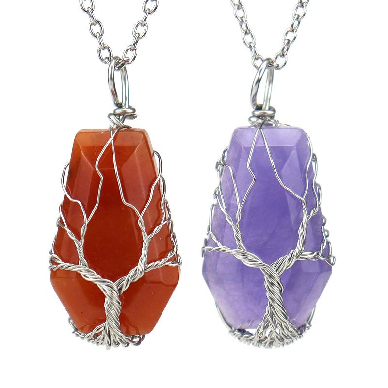 Tiktok Bestseller Copper Multi-faceted Cut Natural Stone Obsidian Six-pointed Star Pendant Necklace Bamboo Sweater Adjustable розового золота