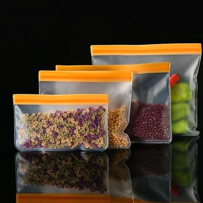 5pcs/set Reusable Silicone Food Storage Containers Stand-Up Design Leakproof Food Preservation Bag Eco-Friendly Zip Shut