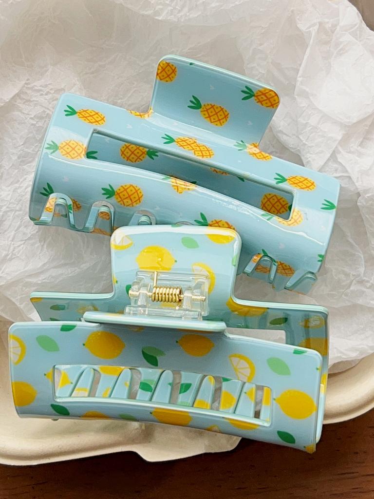 2Pcs Fruit Pattern Fun Hair Claw Clip,Summer Cute Fruit Hair Clip Jewelry for Women/Girls,Large Hair Claw Clip for Women