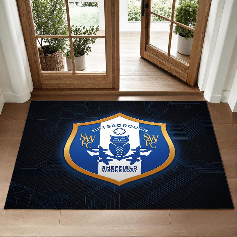 Sheffield Wednesday Design Crystal Velvet Rug Soft Decorative Mat for Bedroom Entrance