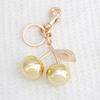 Fashion Glitter Gold Cherry Keychain Summer Fruits Cherries Pendant Keyring For Women Men Jewelry Bag Accessories Gift