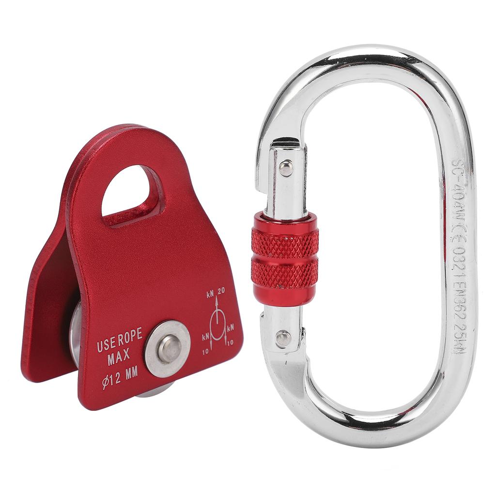 Side Swing Pulley Aluminum Alloy Hanging Wheel Mountaineering Rock Climbing Machinery SuppliesRed
