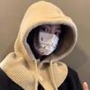 Winter Balaclava Hut Warme Gestrickte frauen Haube Hut Caps Kappe Outdoor Pullover Farbe einteiliges Solide Hals Kaschmir A2V8