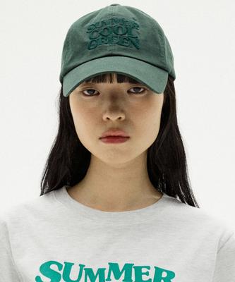 OIOI COLLECTION Personal Color Lettering Washed Ball Cap [Deep Green]