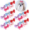 25Pcs Flat Shape Dog Bow Tie Elastic Band Pet Hair Band Reusable Pet Pearl Ornament  Party Dress Up