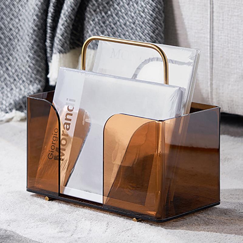 Modern Minimalist Bookshelf & Magazine Rack with Metal & Acrylic Design for Luxurious Living Room