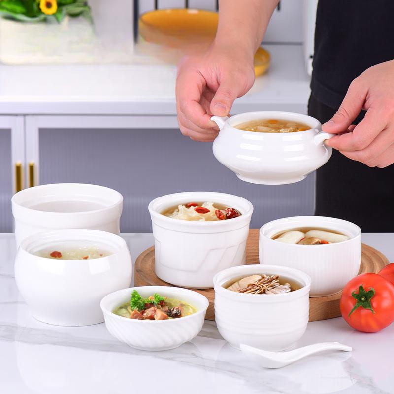 Lidless Ceramic Pumpkin Double Boiler Stew Bowls, Set of 8