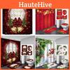 Luxurious Christmas Shower Curtain Set With Hooks And Toilet Seat Cover Mat Pads