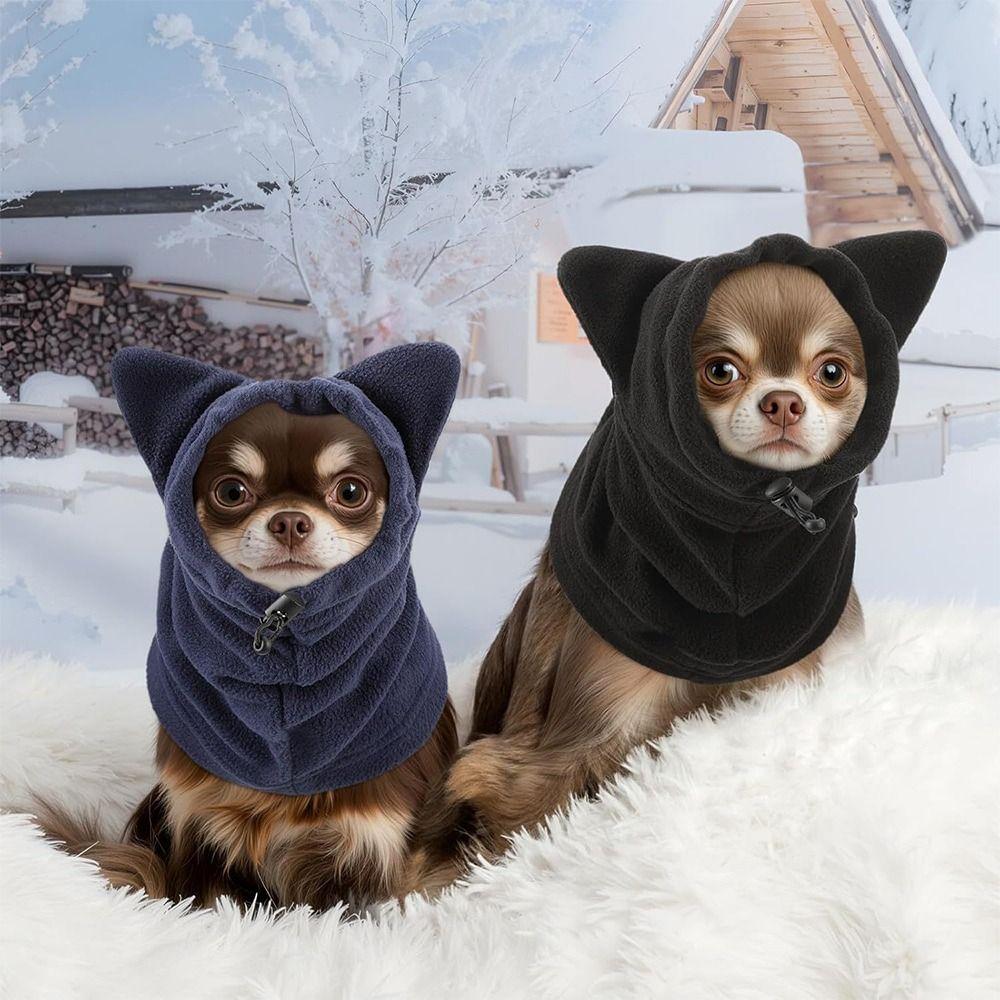 Warm Material Pet Winter Hats Adjustable Design Pet Hood Neck Warmer Dog Snood  Pet Headwear