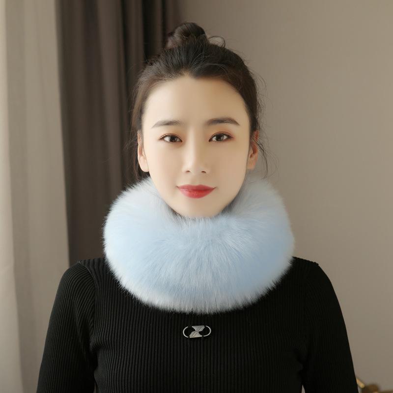 

Корейский шарф из искусственного меха лисы: Стиль Шанхелиан, толстый теплый воротник для женщин, осень/зима null небесно-голубой