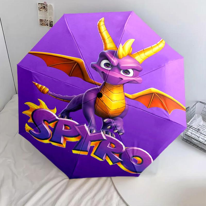 1 PC Automatic Folding Umbrella - Spyro Trilogy Pattern Portable Foldable Design With 8 Ribs Christmas Birthday Gifts