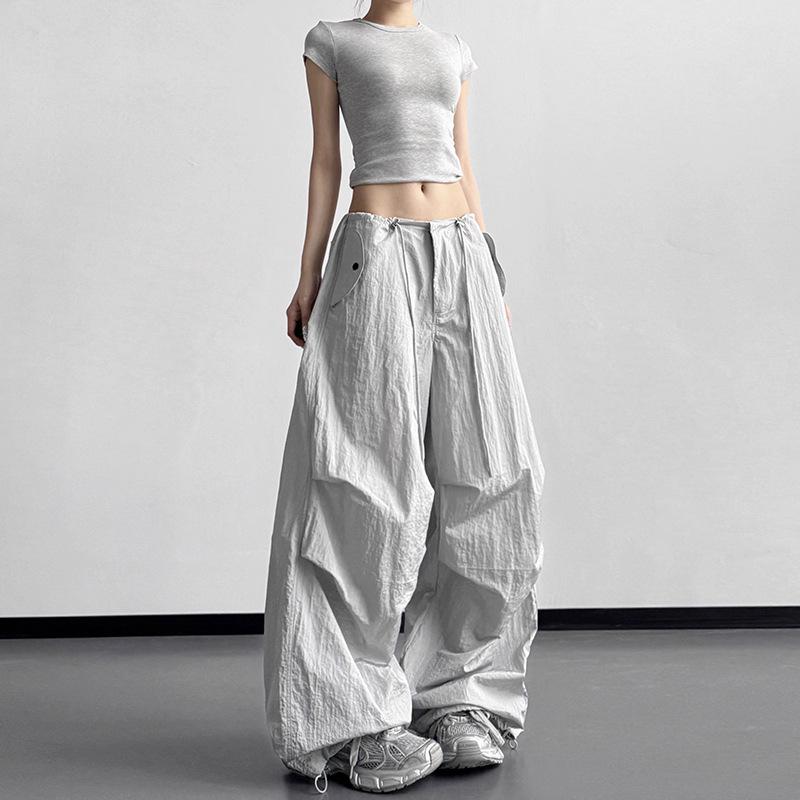 Women s White Wide-Leg High Waist Casual Work Pants - Spring 2026 Collection Silver