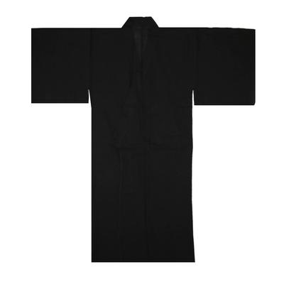 Solid Cotton Size Shijira-woven Men's Yukata, Color, 100% (Black, L)