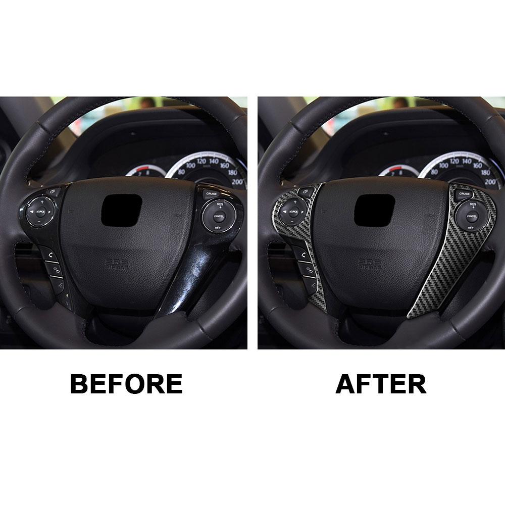 Car Steering Wheel Panel Button Trim Cover Frame Sticker Protector Carbon Fiber LHD for Honda Accord 2013 2014 2015 2016 2017