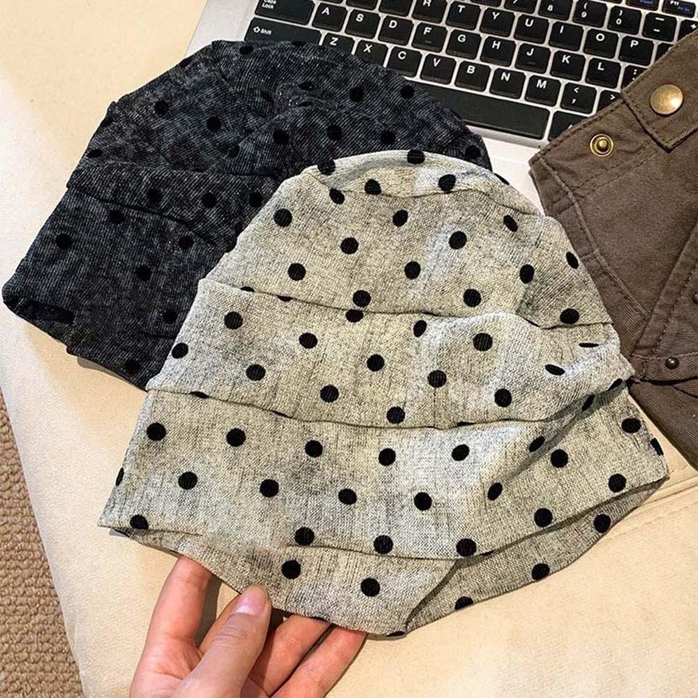 Retro Polka Dot Beanie Soft Windproof Head Wrap Vintage Pullover Hat Fashion Bloggers