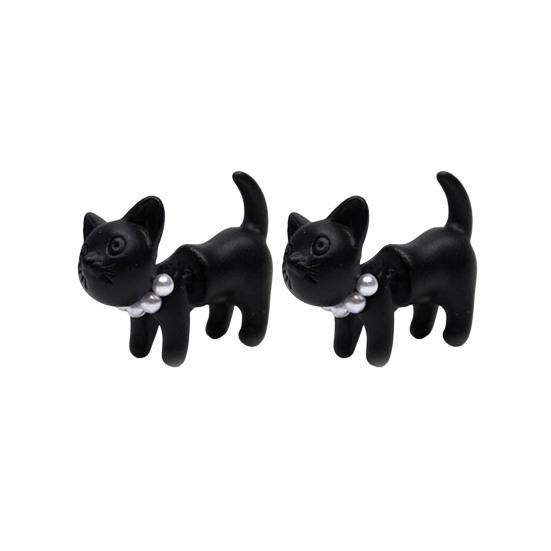 

1 Pair Stud Earrings Piercing Style Polished Surface Cat Design Detachable Ear Studs Women Jewelry Collection D