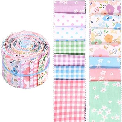 40Pcs Jelly Fabric for Quilting Strips Soft  Quilting Fabric 2.5 X 20 Inch Floral PatchworkFabrics Rolls for Quilting and Sewing