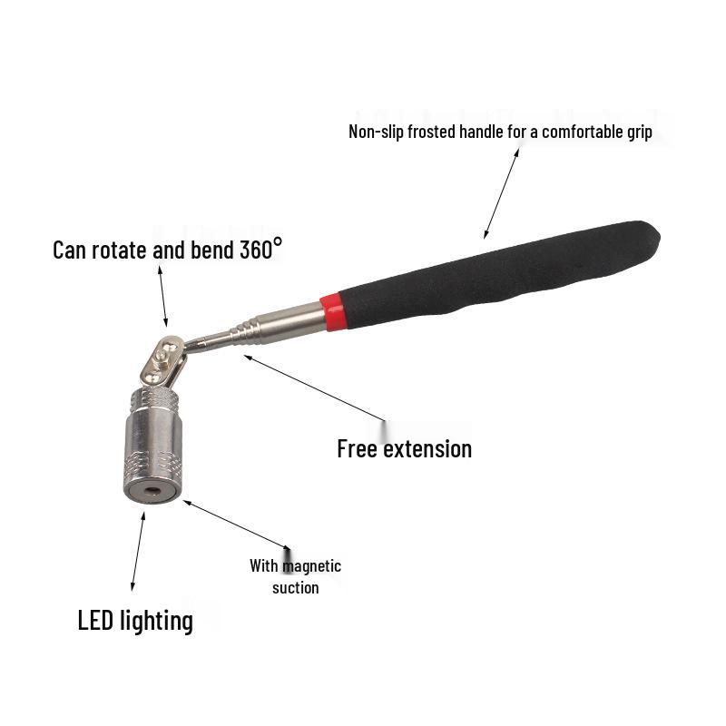 LED Telescopic Magnetic Pick-Up Tool with High-Intensity Light for Auto Repair