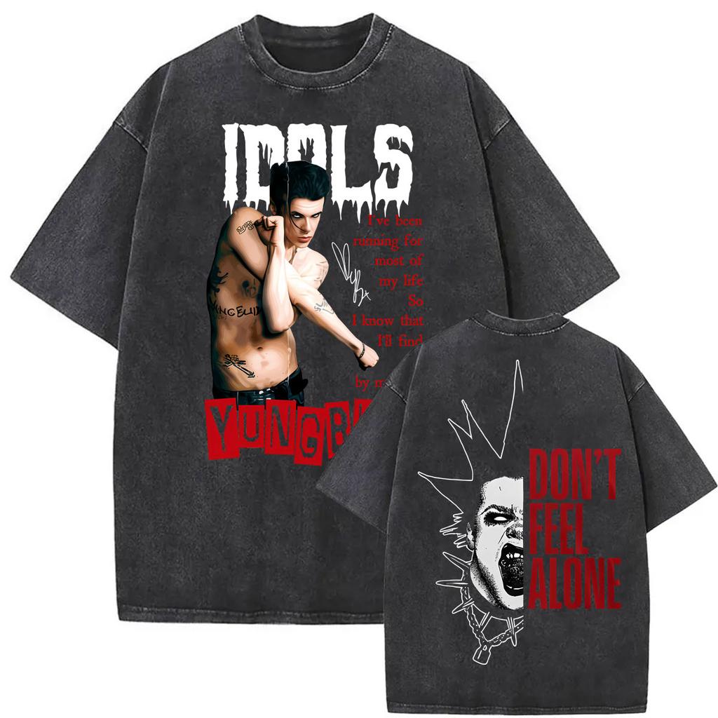 Youngblud Idols The World Tour Tee Shirt Unisexs Women Vintage Washed High Street T Shirt Summer Cotton Comfort Tshirts