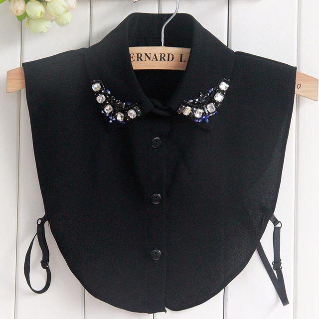 22 Styles White/Black Women Fake Collar Shinny Beaded Detachable Collars Half Shirt Blouse Sweater False Collars Female Faux Col
