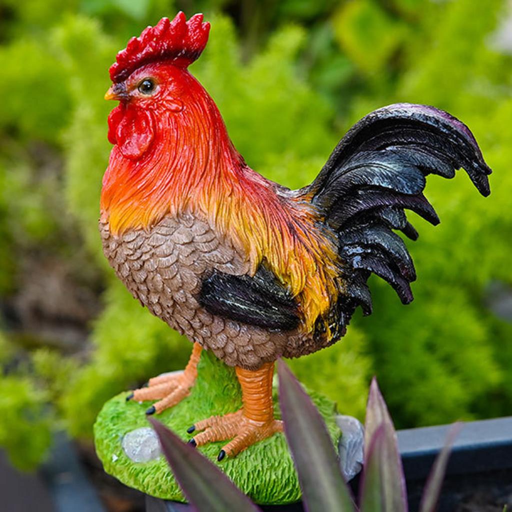 Rooster Statue Water Proof Sun Proof Vibrant Colors Lifelike Resin Rooster Sculpture for Indoor Outdoor Decor Hand