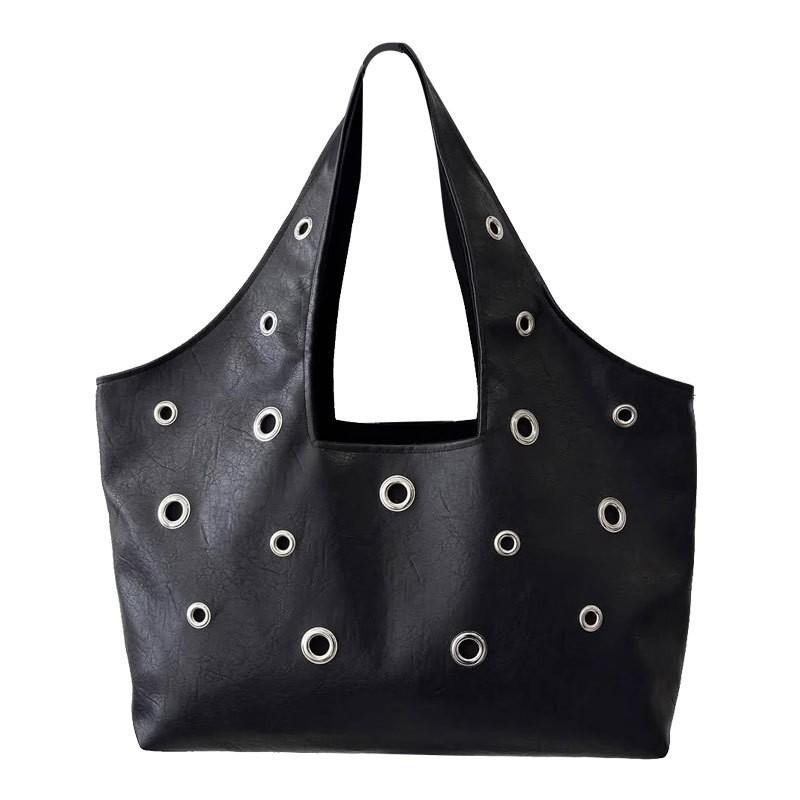

South Korean Niche Design Rivet Large Shoulder Bag Capacity Travel Tote Casual Fashionable High-end Women s чорний