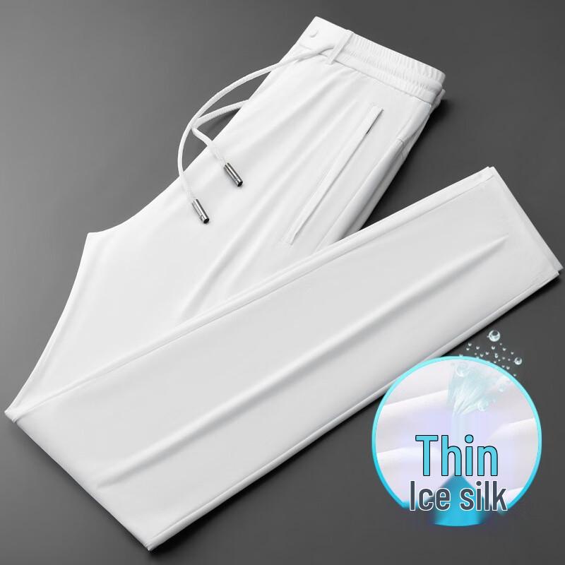 OEING Men's Summer Ice Silk Quick-Dry Straight Leg Pants