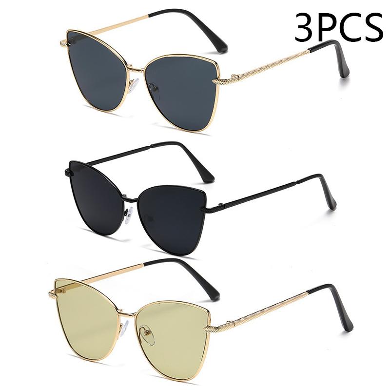 New Retro Metal Small Frame Cat-eye Sunglasses Womean Style European And American Fashion Street Photo Decorative Sungla Uv400