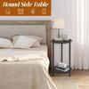 2-Tier Farmhouse Round End Tables (Set of 2) - Compact Storage Coffee/Night Stands for Small Spaces Bedroom/Living Room (Black)
