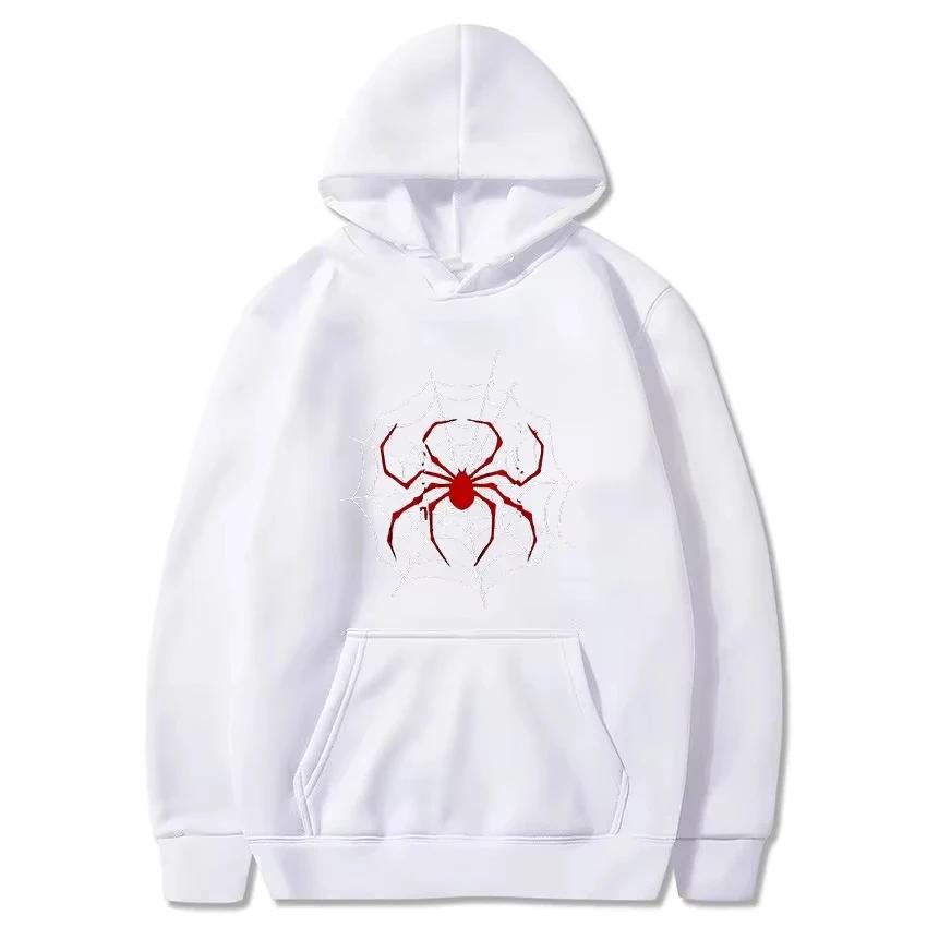 Red Spider Print Hoodie Men's Autumn and Winter Street Fashion Daily Versatile Hoodie Loose Hooded Sweatshirt Fashion