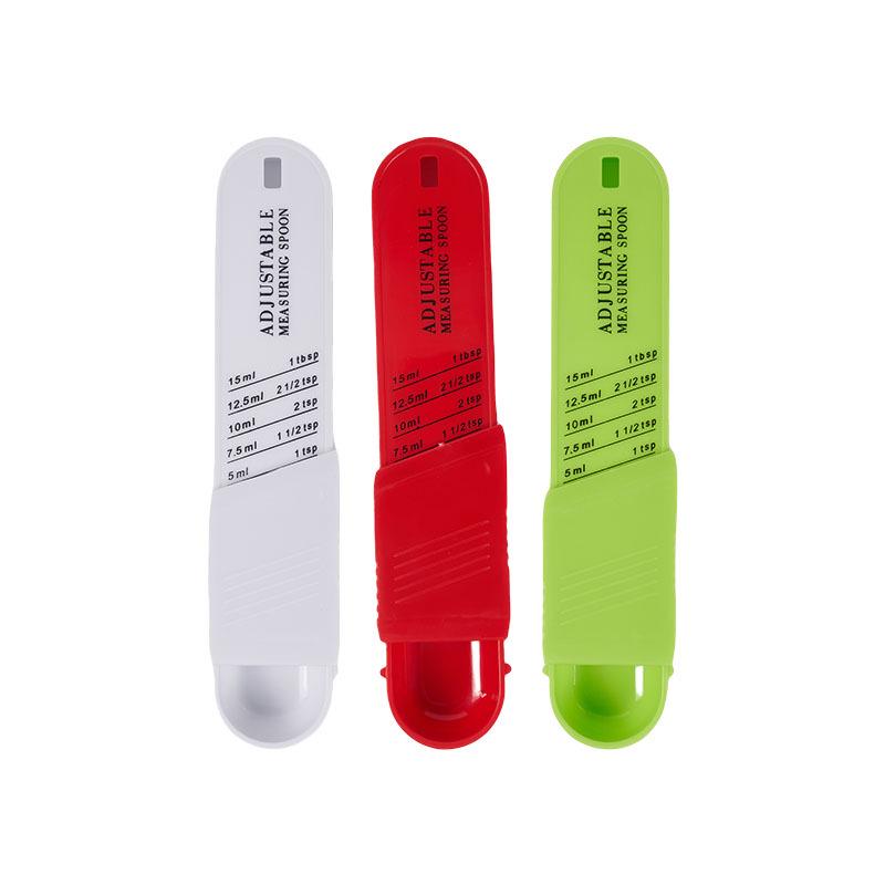 Adjustable Plastic Measuring Spoons with Scale for Spices, Powdered Sugar, Milk, and Coffee