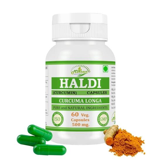 

Morsan Nutraveda Haldi (Curcuma Longa, Curcumin, Turmeric) Extract Capsule | 60 x 500 mg Veg Capsules | Promotes Joint Flexibility