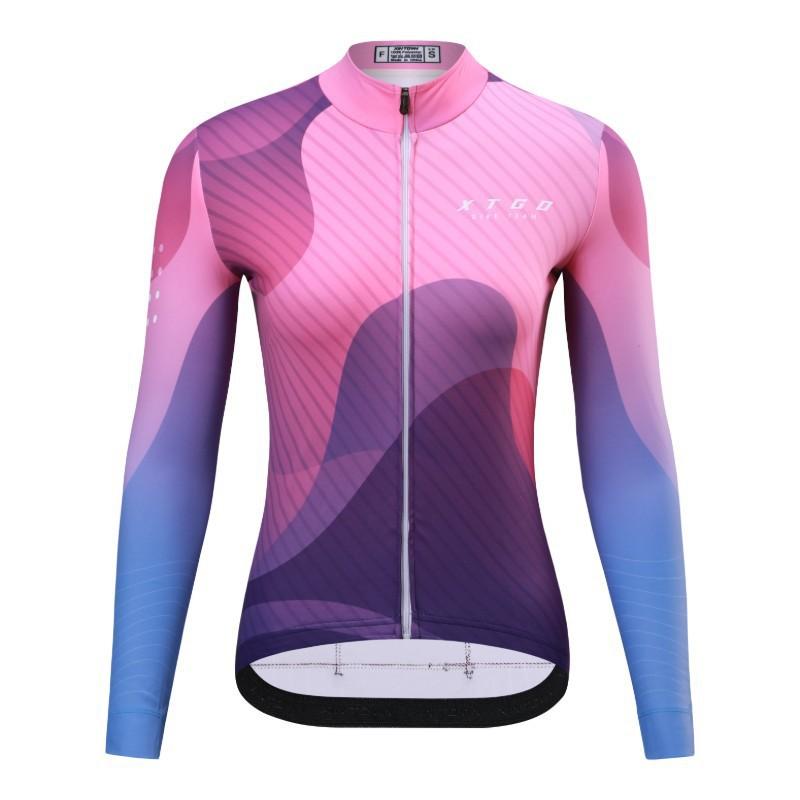 Womens Fleece Long Sleeve Cycling Jersey Riding Top Breathable Thermal Bike Apparel