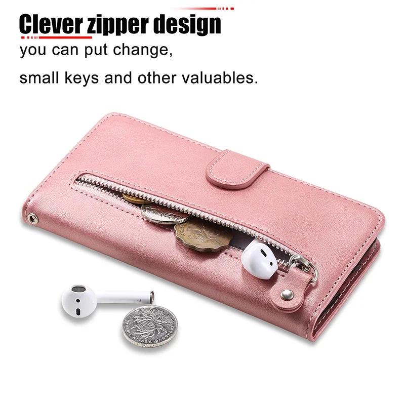 Leather Zipper Flip Wallet Case For Samsung Galaxy M35 A05 A05S A06 A16 A13 A14 A23 A33 A52S A70 A71 A72 A73 M12 M13 Phone Cover