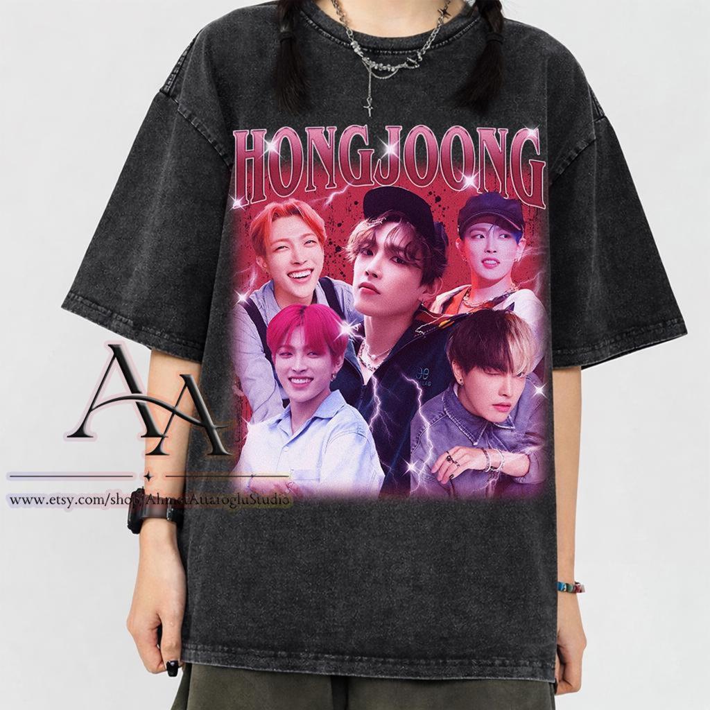 Mineral Wash Hongjoong Ateez Vintage Shirt, Hongjoong Ateez Kpop Fan Gifts, Comfort Color Hongjoong 90s Bootleg T-Shirt