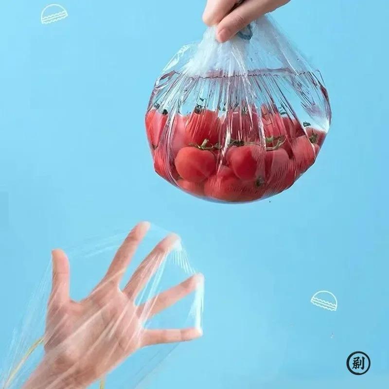 Food Grade Transparent Non Tear PE Plastic Household Refrigerator Fresh-keeping Cover Disposable Fresh-keeping Film Sleeve