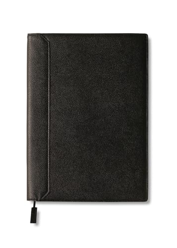 

[LIB] B5 Notebook Cover, Water-Repellent Original Leather, Genuine Cowhide Leather, Pen Holder, 2 Pockets, Bookmark String (Black Hole)