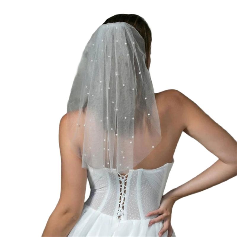 Brautschleier Perlen für Mädchen Balletcore Perlen für Festzug Abschlussball Braut Haarschmuck Bühnenrequisiten Weißer Schleier für Braut