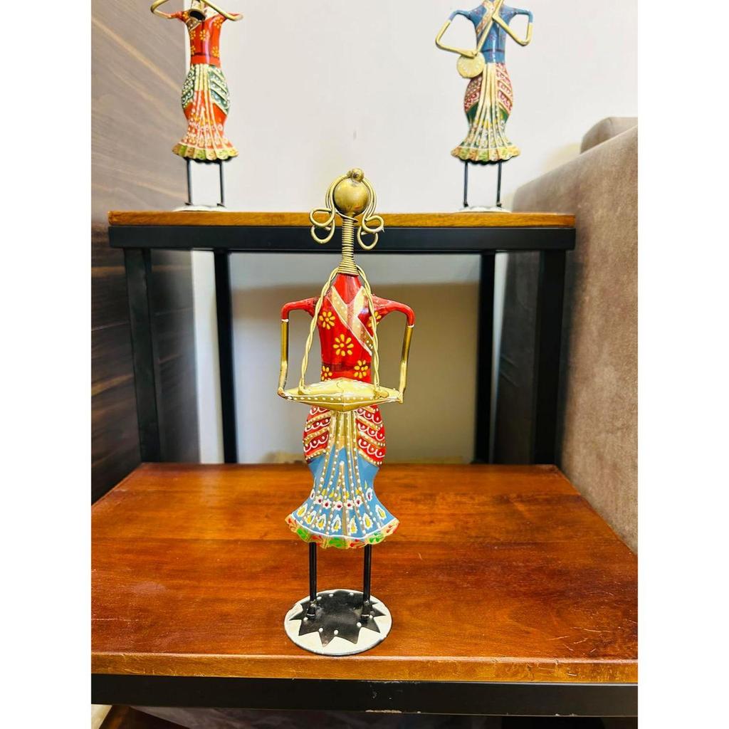 Metal Dancing Lady Decorative Showpiece Table Decor Home Decor Musician Lady Showpiece Gift Item