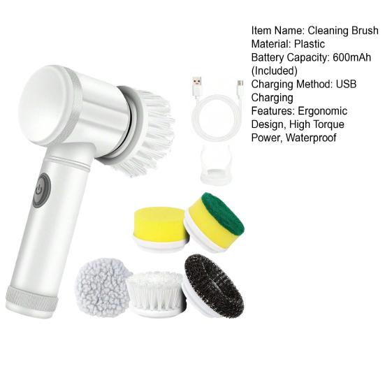 Electric Spin Brush Cordless High Torque Handheld Rotary Brush Tub Shower