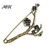 Bronze Safety Pin Vintage Pin, Large Feather Bird Leaf Flower Lapel Brooch Men Women for Coats, Jackets, Hats, Bags